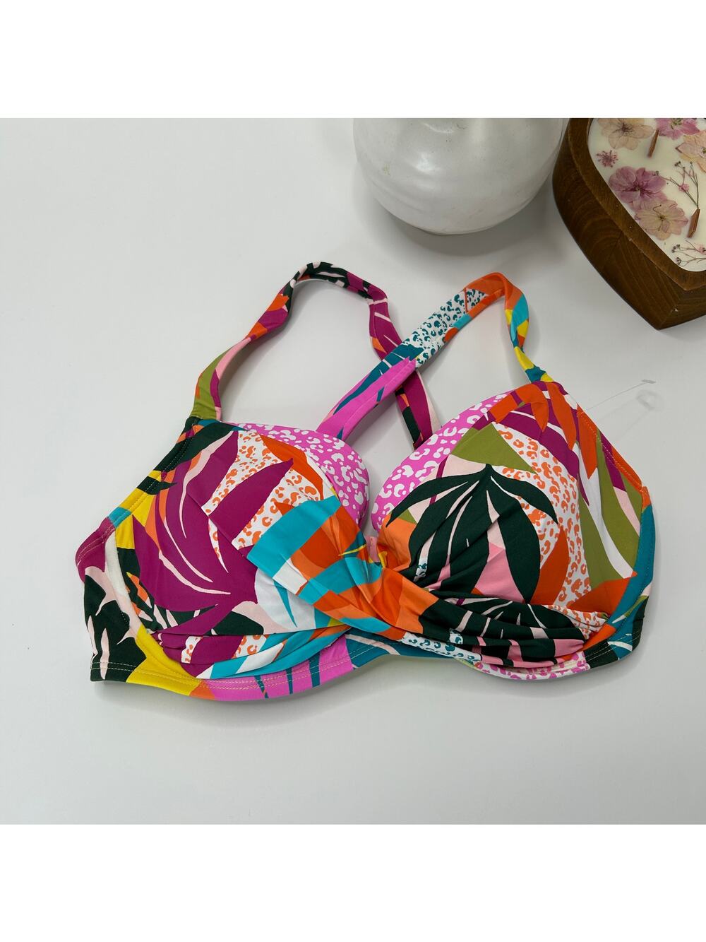 Blue Rod Beattie Wild at Heart Multi-way Strap Top Multicolored Women 34DD NWOT